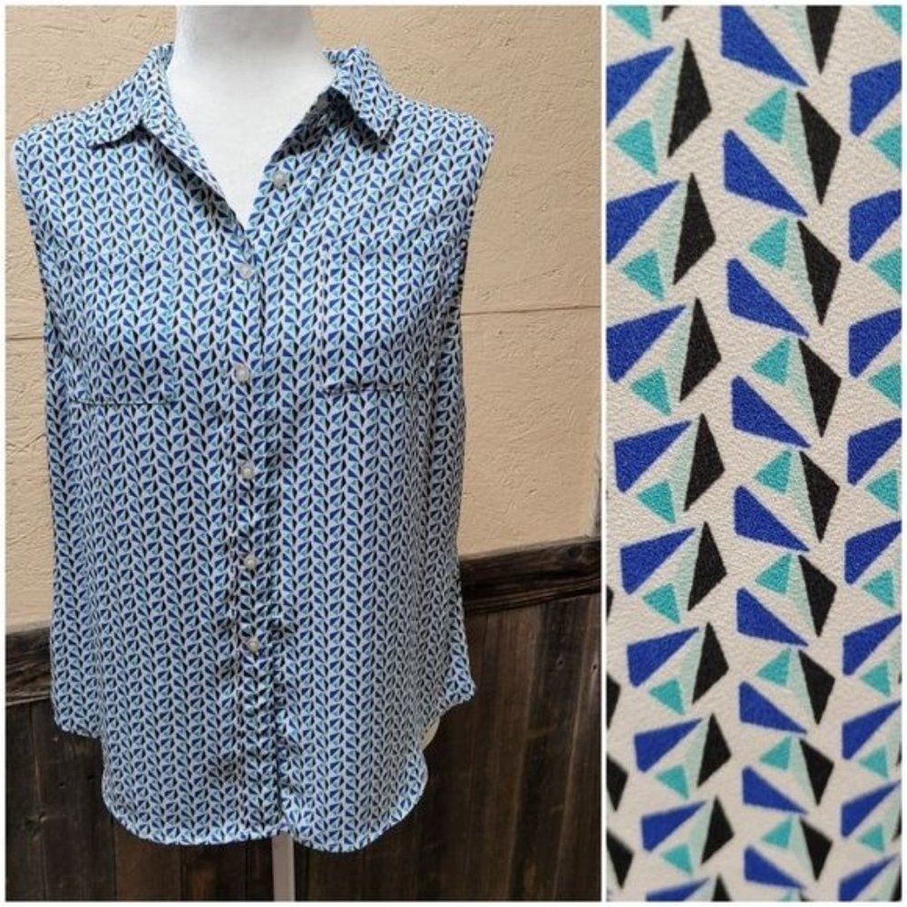 Talbots Women's Size Medium Jewel Tone Sleeveless Tank Blouse Collared